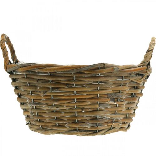 Product Planter basket, shabby chic, natural white, H14cm Ø30cm with handles, vintage decor