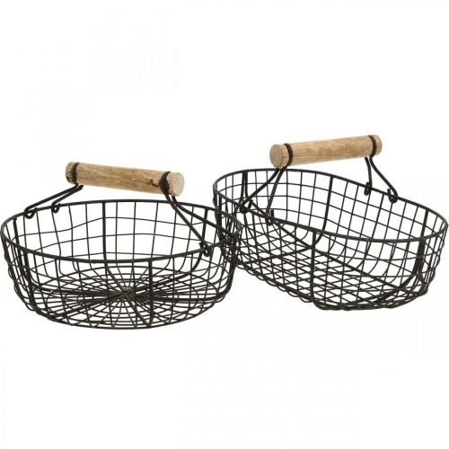 Floristik24 Metal basket with handle, basket for planting, wire basket variation brown, natural H10.5/12/13/11.5cm set of 4