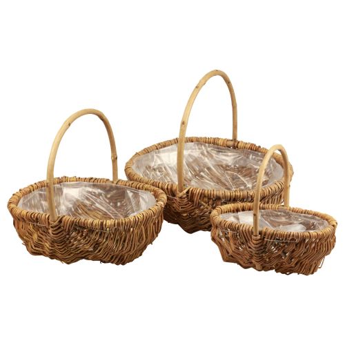 Product Basket plant basket woven basket with handle natural 33/28/22cm set of 3