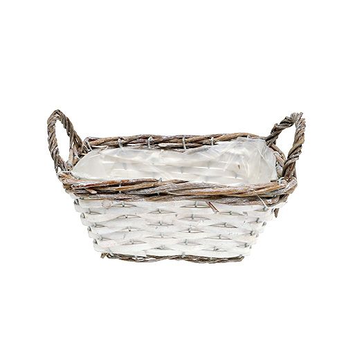 Floristik24 Square basket with handles natural white 22 x 14cm