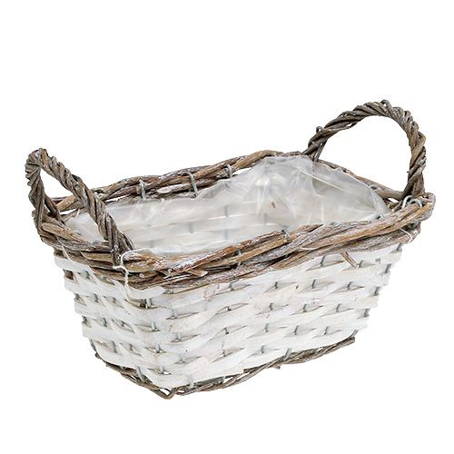 Floristik24 Square basket with handles natural white 22 x 14cm