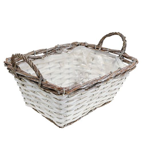Floristik24 Square basket with handles natural white 31 x 24cm