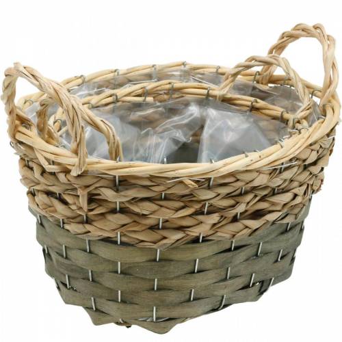 Product Basket braided oval plant basket nature, gray 29/24cm set of 2