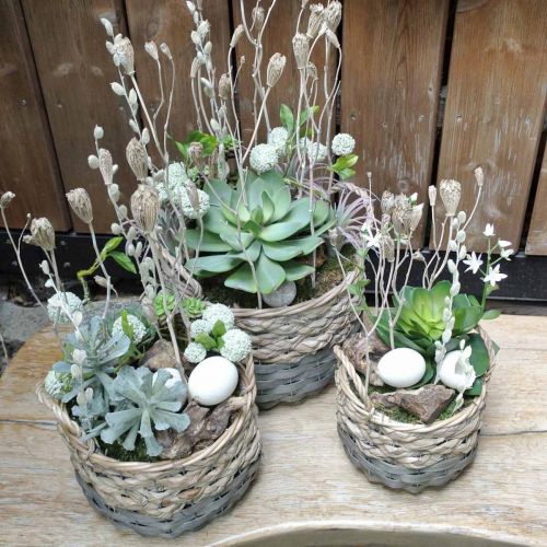 Product Basket braided oval plant basket nature, gray 29/24cm set of 2