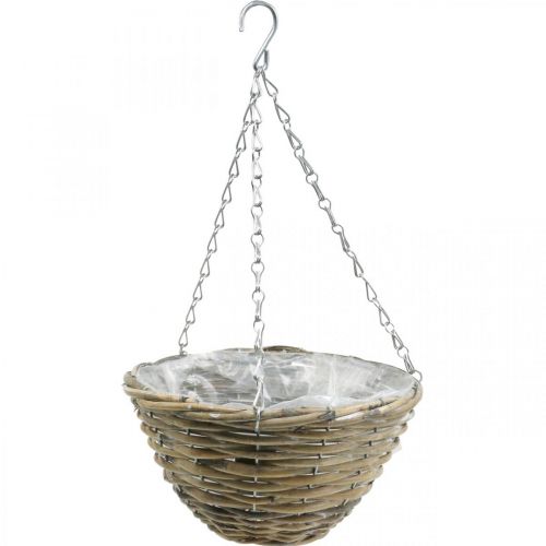 Bowl for hanging, basket for planting natural, washed white H13cm Ø25cm