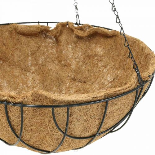Hanging basket, plant bowl made of coconut fiber metal natural, black H20.5cm Ø40.5cm