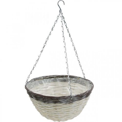 Product Decorative basket for hanging hanging basket white, dark brown Ø34cm