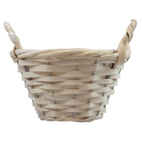 Product Basket with handles Chip basket plant basket whitened Ø18cm H12cm