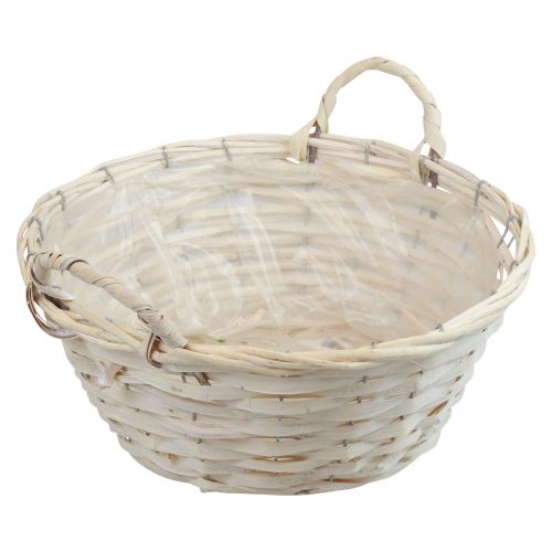 Basket with handles Chip basket plant basket whitened Ø30cm H14cm