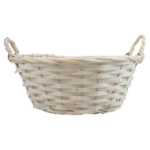 Product Vintage white plant basket, Ø30cm H14cm with handles