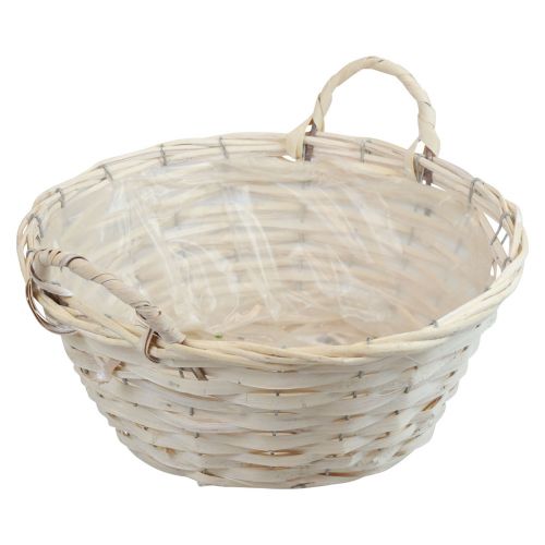 Product Basket with handles, chipwood basket, plant basket, white, vintage, decorative, Ø35cm