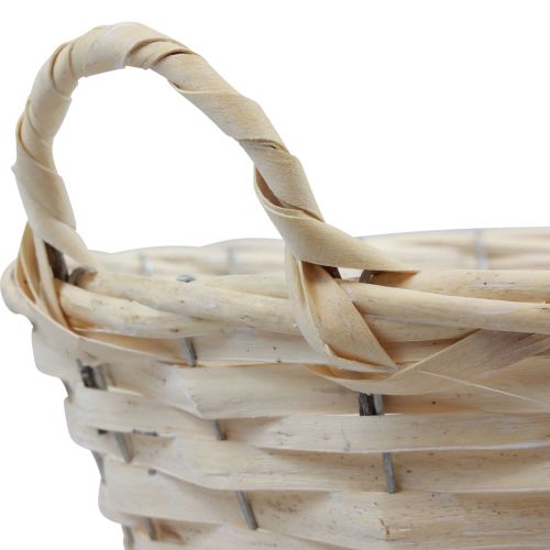 Product Basket with handles, chipwood basket, plant basket, white, vintage, decorative, Ø35cm