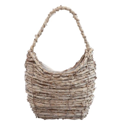 Floristik24 Basket with handle wicker basket washed white 18×11×11cm