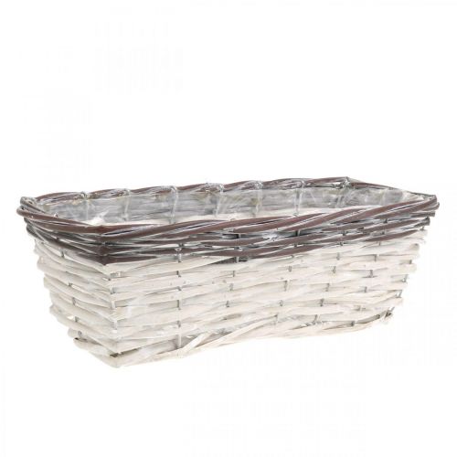 Floristik24 Decorative basket white, brown plant pot two-tone 32×13.5×9.5cm