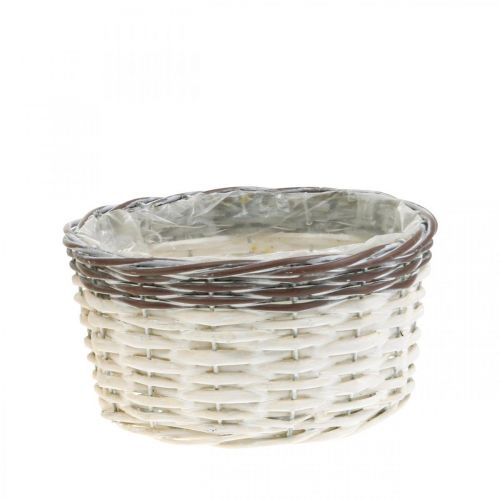 Product Decorative basket round for planting white, brown plant pot Ø20cm