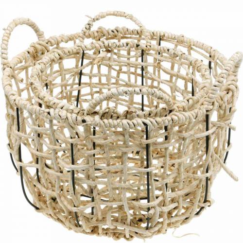 Product Wicker storage basket, handle basket set of 2, natural decor