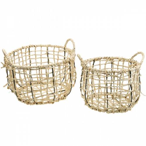 Wicker basket made of seagrass, decorative basket, storage basket, handle basket round Ø36/28 set of 2