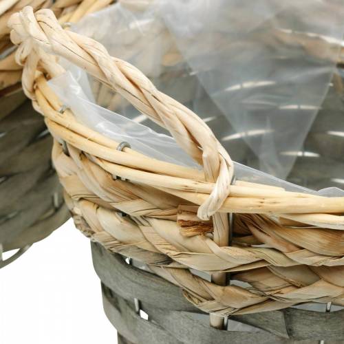 Floristik24 Plant basket, wicker basket for planting, flower basket round natural, grey Ø29/23.5/18cm set of 3