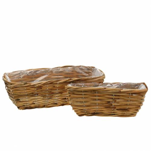 Floristik24 Basket box made of peeled willow natural color flower box set of 2