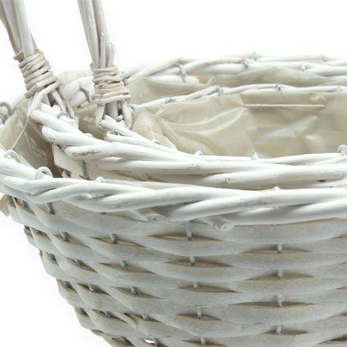 Floristik24 Basket set x 3 with handle round white Ø18, 23, 29cm