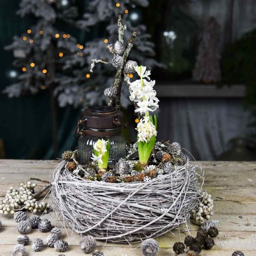 Floristik24 Basket bowl Easter basket brown white washed Ø26 / Ø15cm set of 2