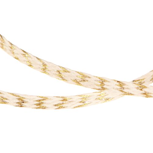 Product Cord cotton gold and cream cotton ribbon 7mm 15m