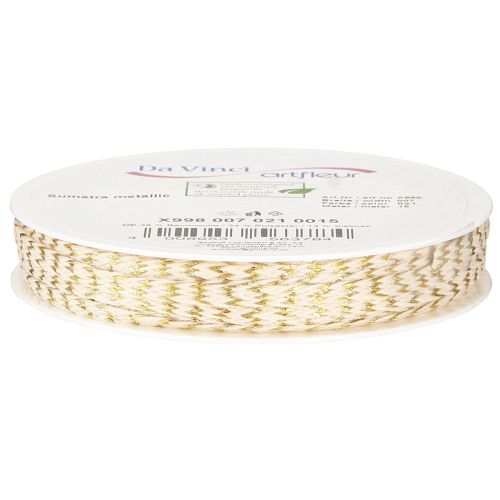 Product Cord cotton gold and cream cotton ribbon 7mm 15m