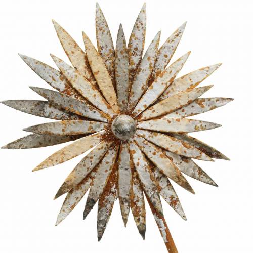 Floristik24 Garden plug cornflower patina metal white Ø10 / 15cm H66cm