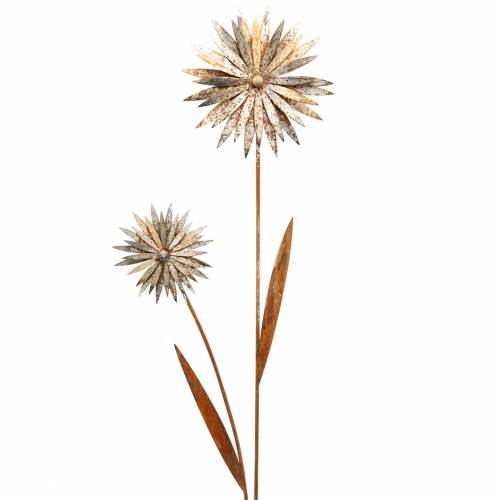 Garden plug cornflower patina metal white Ø10 / 15cm H66cm