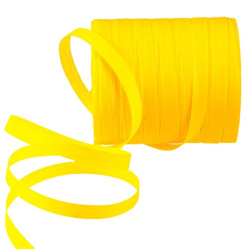 Product Curly ribbon, gift ribbon, yellow cotton, 10mm, 100m, sustainable