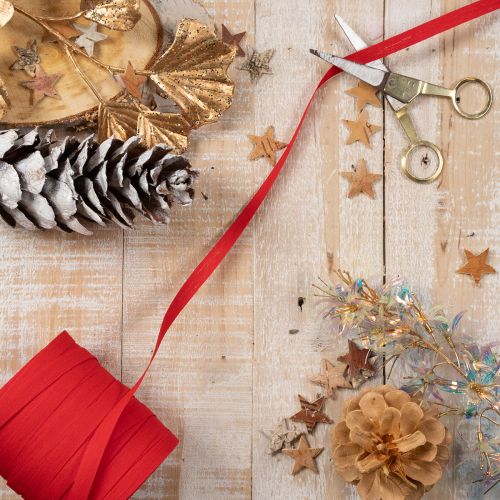 Red curling ribbon, sustainable gift wrapping, roll 10mm 100m | Floristik24.ie
