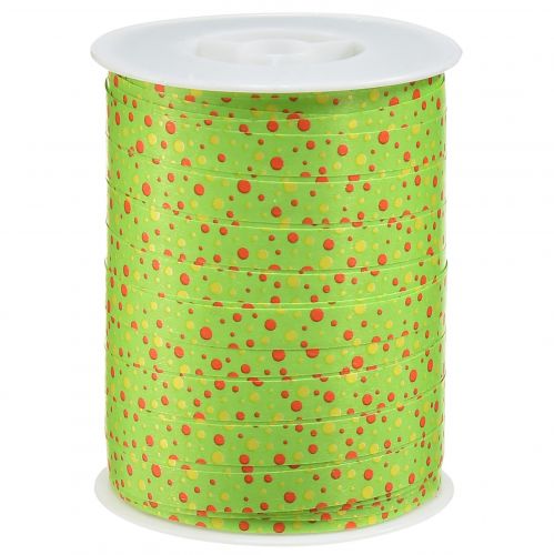 Floristik24 Curling ribbon gift ribbon green with dots 10mm 250m