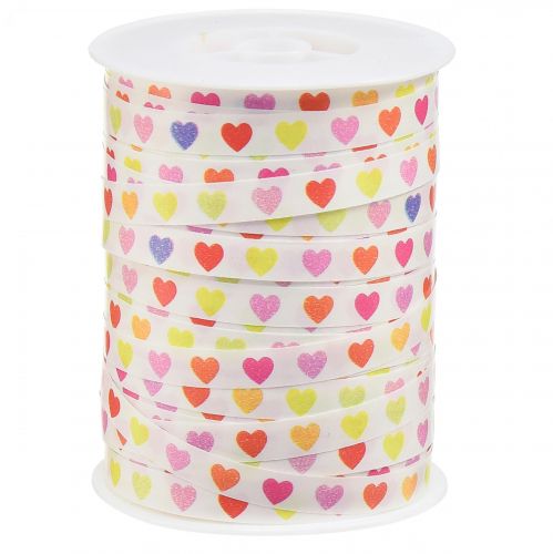 Curling ribbon gift ribbon with hearts colored 10mm 250m