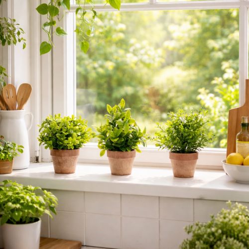 Product Artificial plant in a flower pot with realistic texture for indoor use and decoration, 18cm, 3 pieces