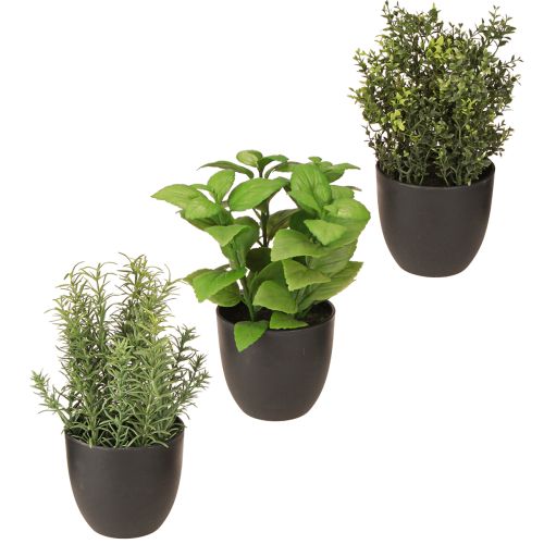Artificial herbs basil thyme rosemary Ø11.5cm 3pcs