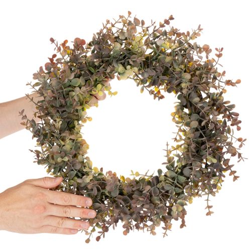Artificial eucalyptus wreath, autumn decoration, round, 45cm | Floristik24.ie