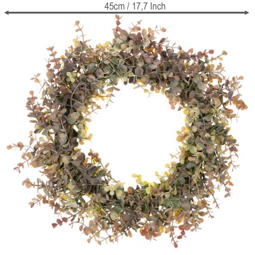 Artificial eucalyptus wreath, autumn decoration, round, 45cm | Floristik24.ie