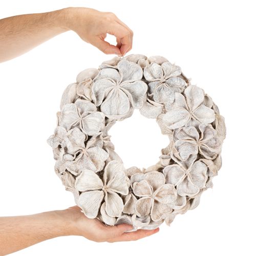 Wreath with Lotus Blossom, Natural Decoration, Dried Flowers, 35cm | Floristik24.ie