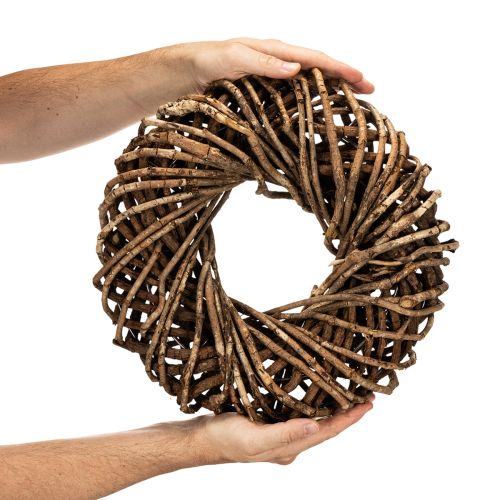 Wreath made of natural twigs, round rattan wreath for crafting, 35cm | Floristik24.ie