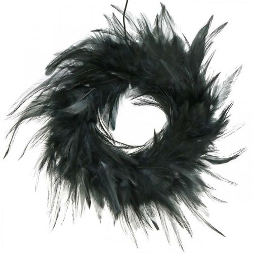 Floristik24 Feather wreath black small Ø11cm Easter decoration real feathers
