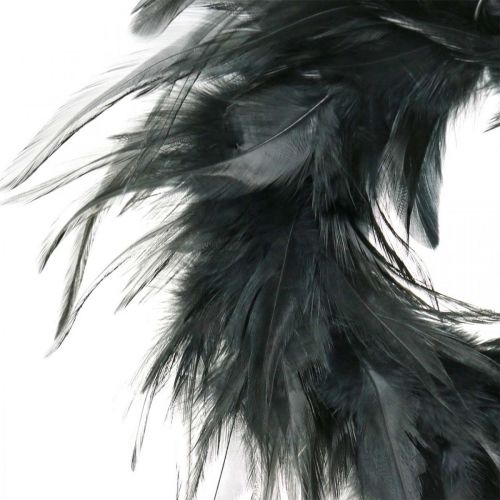 Product Feather wreath black small Ø11cm Easter decoration real feathers