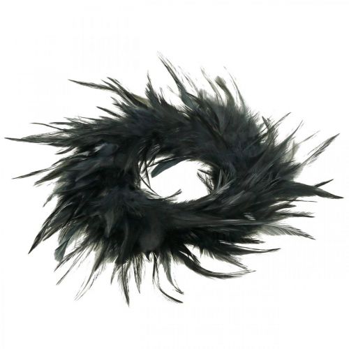 Floristik24 Feather wreath black small Ø11cm Easter decoration real feathers
