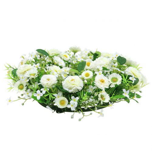 Floristik24 Flower wreath deco white Bellis door wreath silk flowers Ø30cm