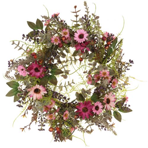 Product Flower wreath with daisies and berries old pink Ø30cm
