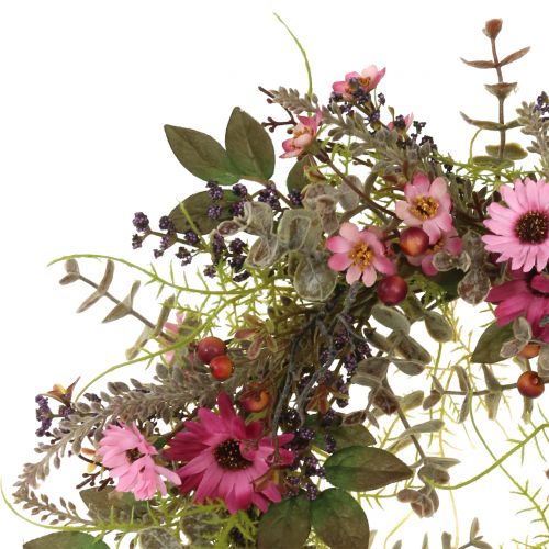 Product Flower wreath with daisies and berries old pink Ø30cm