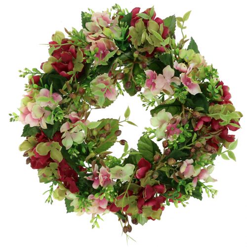 Floristik24 Wreath of hydrangeas / berries dark red Ø30cm
