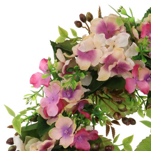 Floristik24 Flower wreath with hydrangea and berries pink Ø30cm