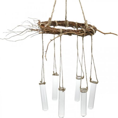 Floristik24 Willow wreath with test tubes, decorative wreath to hang L85cm Ø28cm