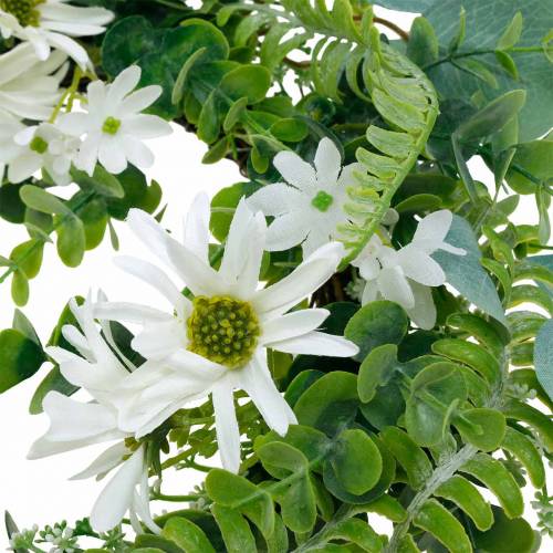 Product Artificial eucalyptus wreath with fern, cape daisies and jasmine, door wreath, decorative wreath, table decoration