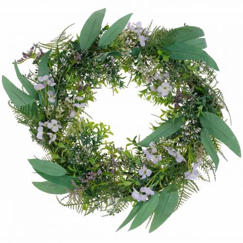 Product Decorative wreath eucalyptus, fern, flowers. Artificial wreath
